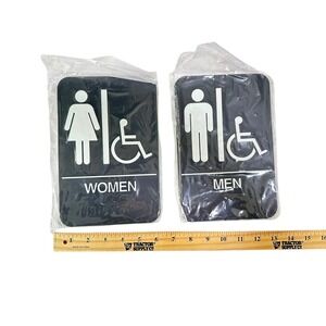 Set of 2 Men Women Handicap Accessible Restroom Door Signs Self Adhesive